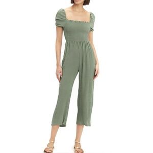 FLYNN SKYE GREEN SMOCKED JUMPSUIT
